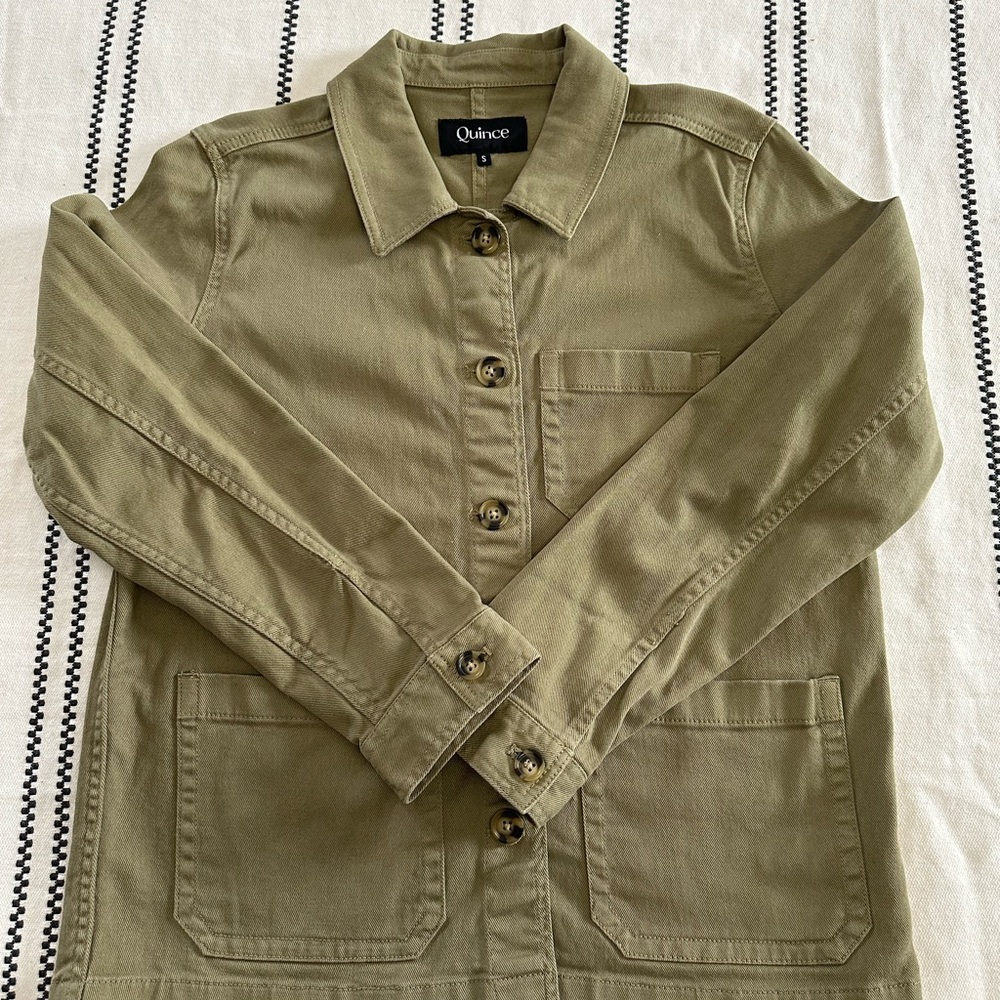 Quince Olive Green Button-Up Jacket